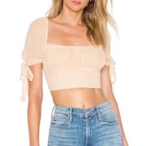 Privacy Please Light Pink/Cream Mona Crop Top - Bustier - Short Sleeve - Size S